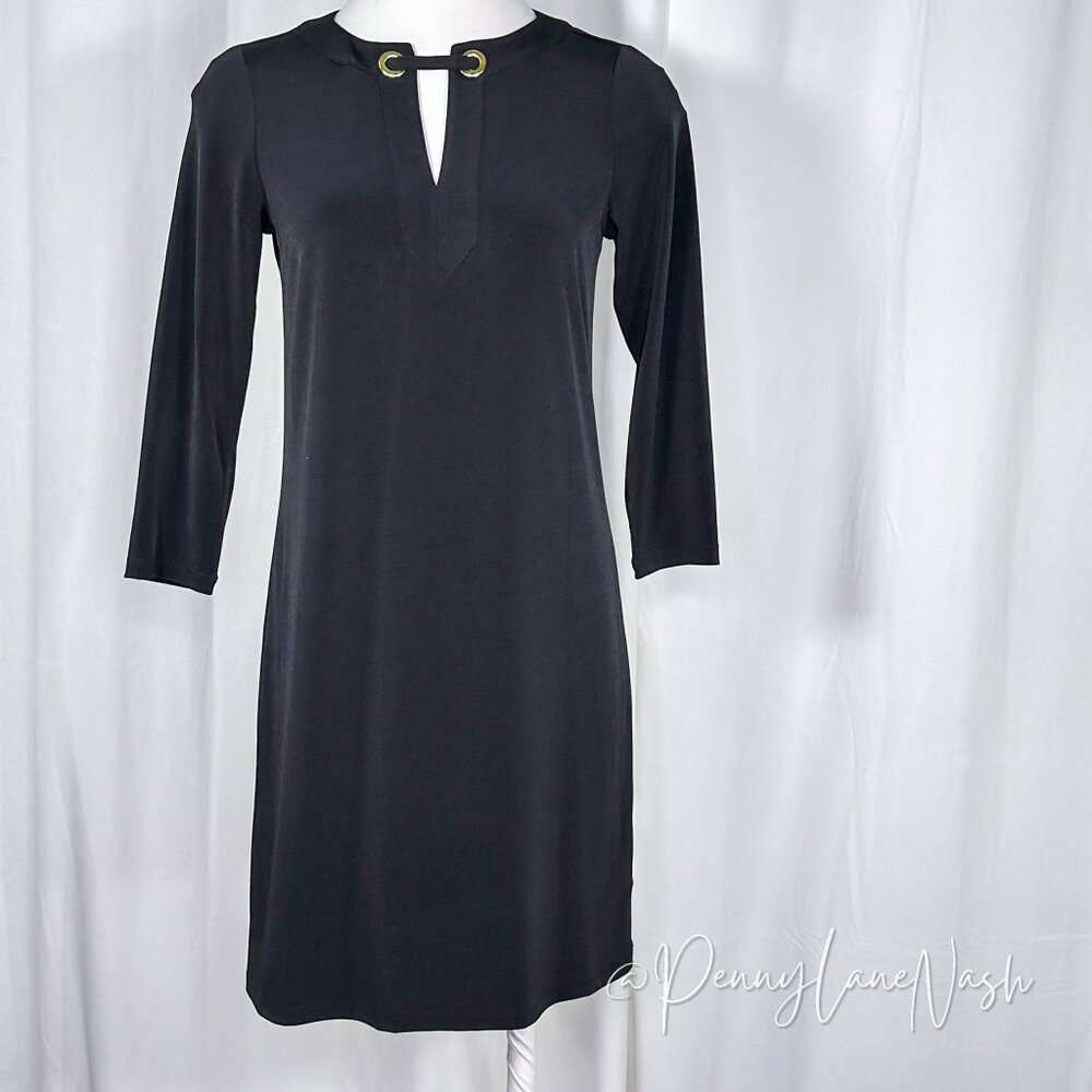 Michael Kors Grommet Keyhole Neck Shift Dress Black